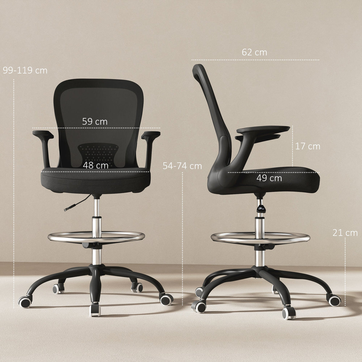 Mesh Draughtsman Chair, Ergonomic Drafting Chair