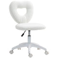 Armless Heart Desk Chair, Makeup Vanity Chair for Home White