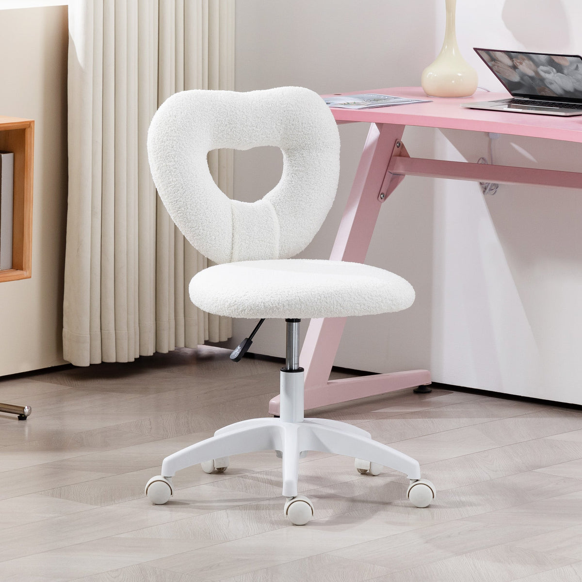 Armless Heart Desk Chair, Makeup Vanity Chair for Home
