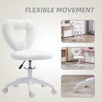 Armless Heart Desk Chair, Makeup Vanity Chair for Home