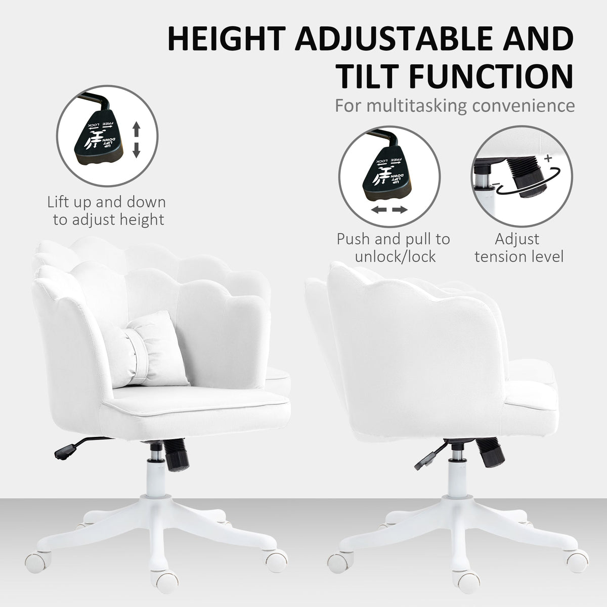 Armless Desk Chair Home Office Chair w/ Wide Seat Tilt Function