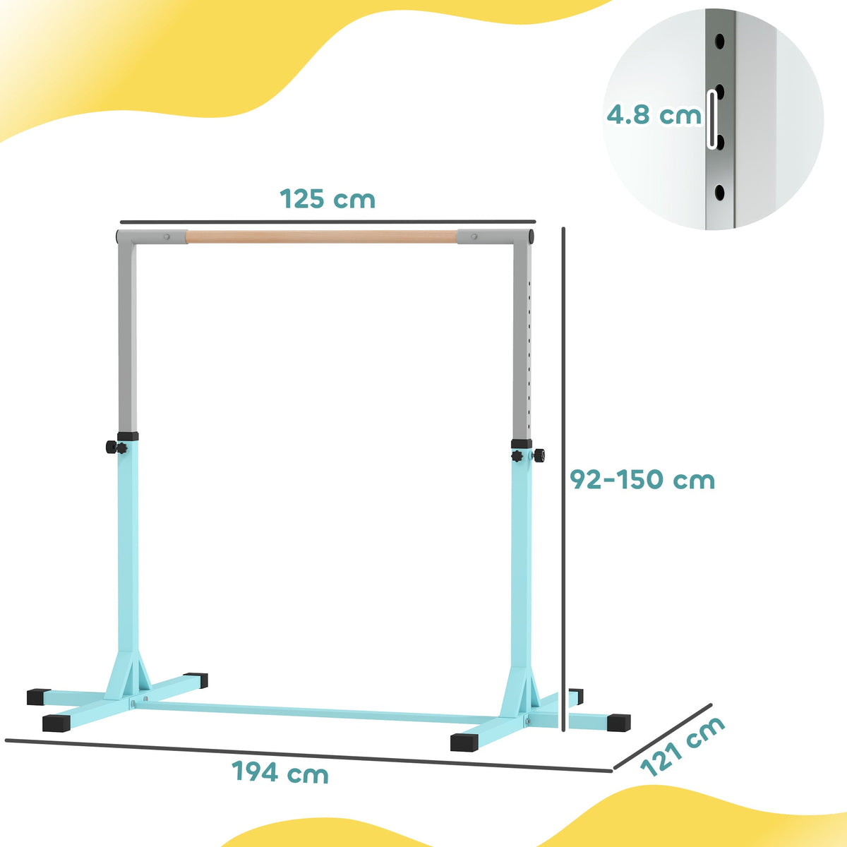 Adjustable Kids Gymnastics Bar Horizontal Training Steel
