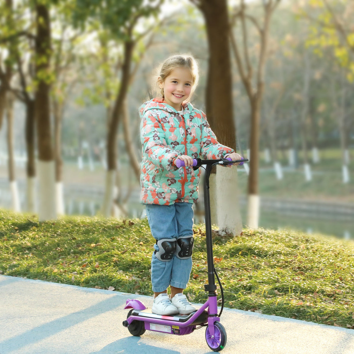 Electric Scooter for 6-14 with Dual Brakes & Colourful Light