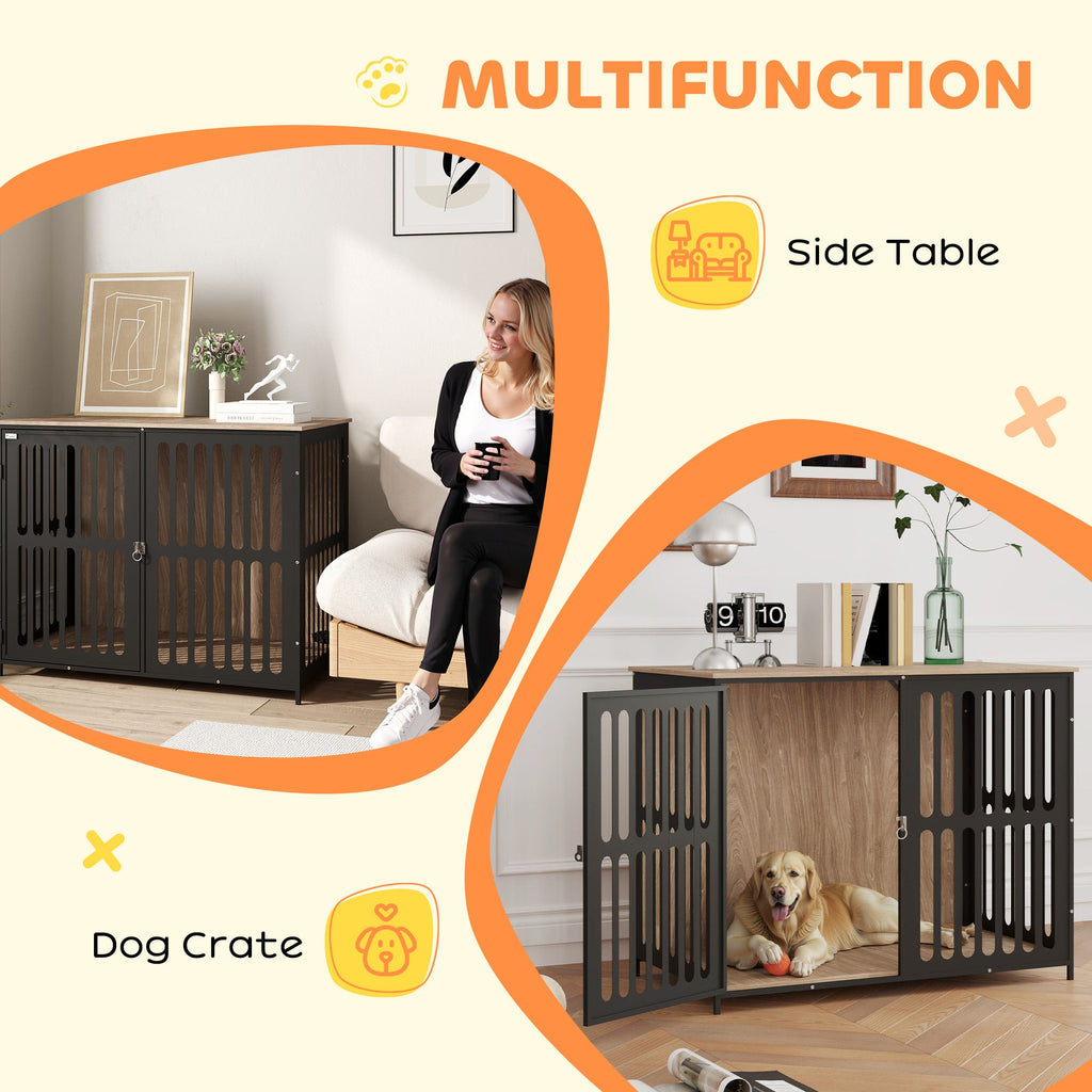 Dog Crate Furniture with Anti-Chew Resistant Mesh for Medium Dogs