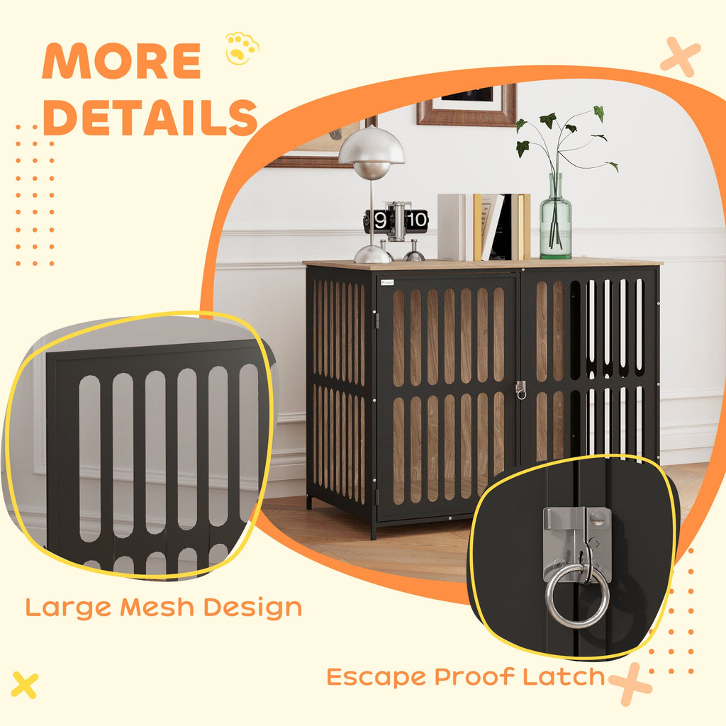 Dog Crate Furniture with Anti-Chew Resistant Mesh for Medium Dogs