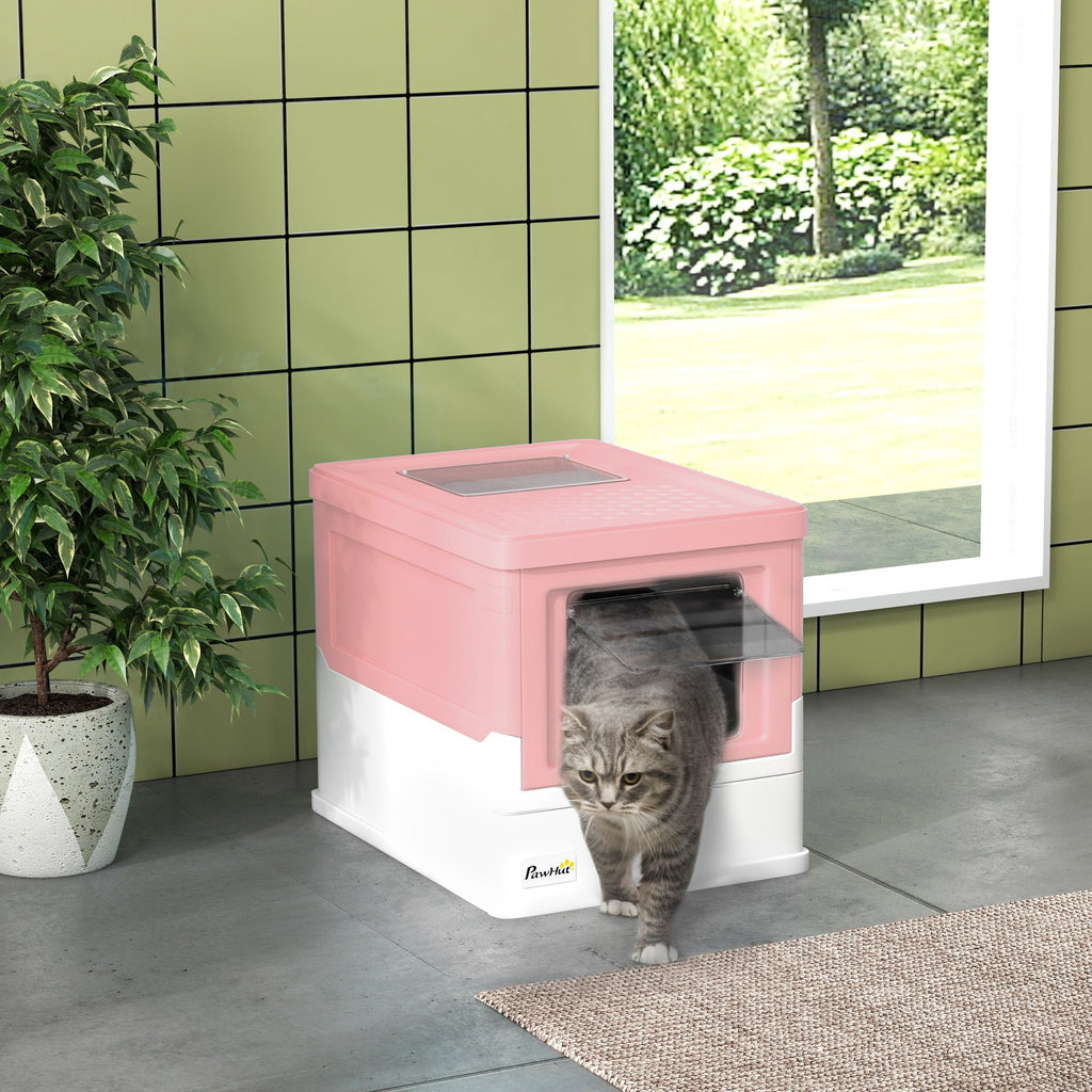 Hooded Cat Litter Box, Pet Toilet w/ Scoop, Tray