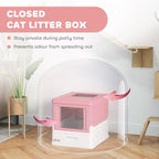 Hooded Cat Litter Box, Pet Toilet w/ Scoop, Tray