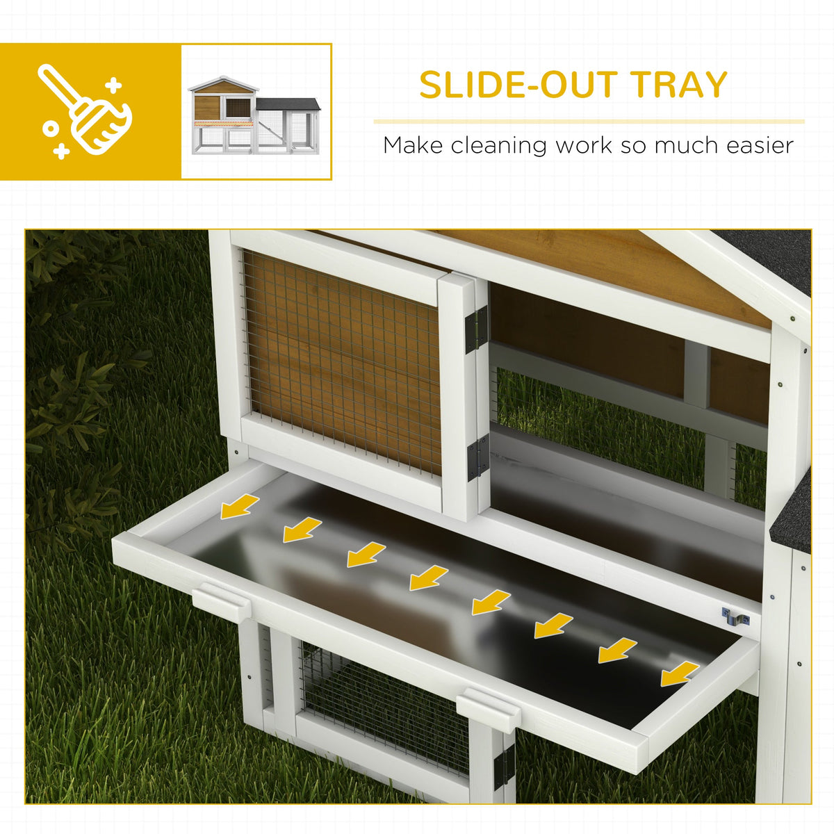 2-Tier Wooden Rabbit Bunny Guinea Hutch Small Pet House Ramp