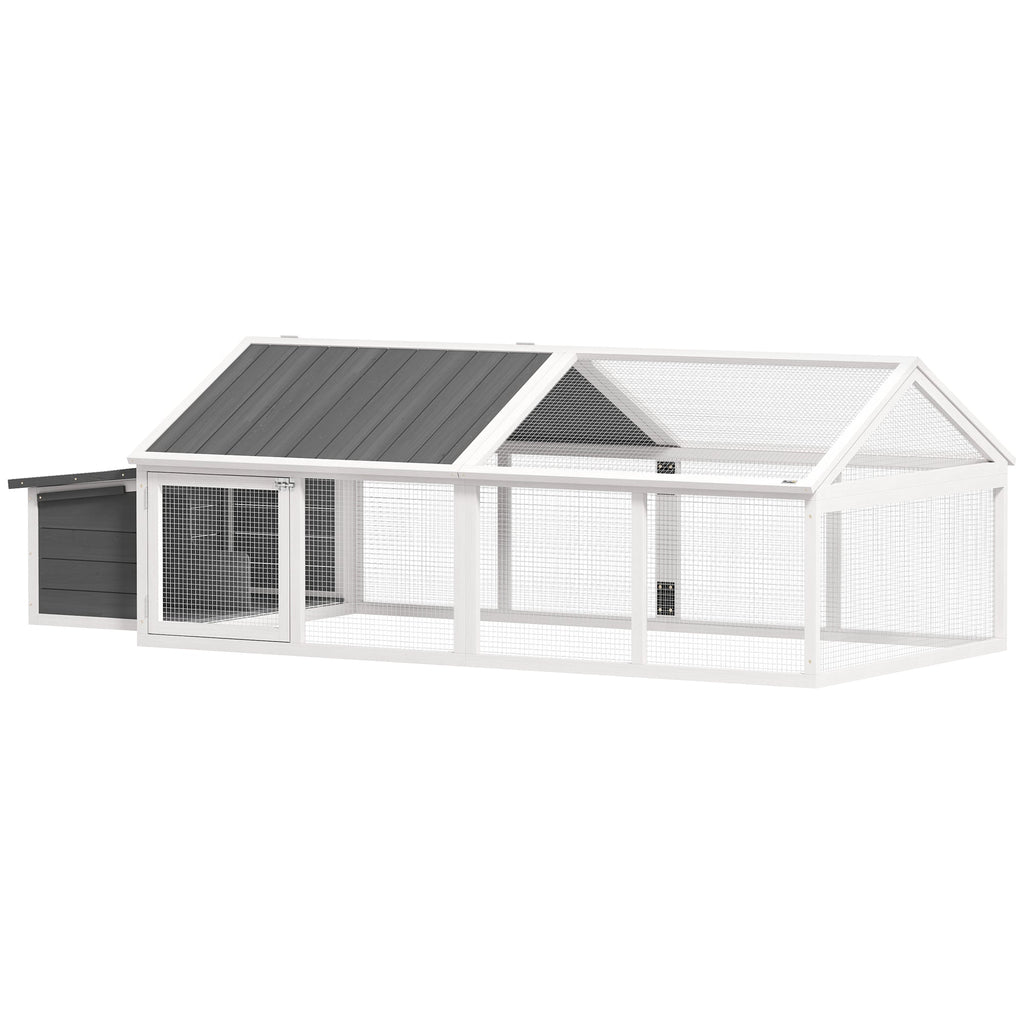 Wooden Chicken Run with Nesting Box, Openable Roof, for 4-8 Chickens