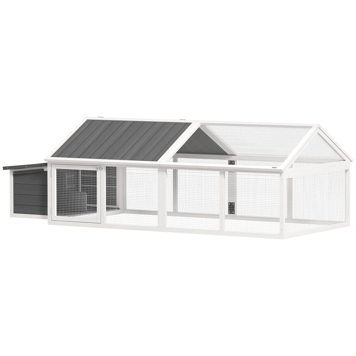 Wooden Chicken Run with Nesting Box, Openable Roof, for 4-8 Chickens