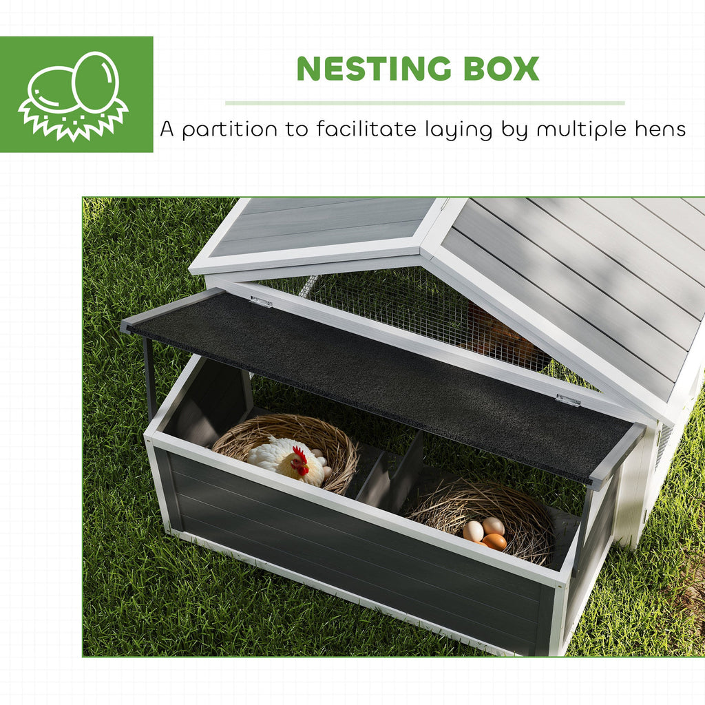 Wooden Chicken Run with Nesting Box, Openable Roof, for 4-8 Chickens