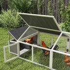Wooden Chicken Run with Nesting Box, Openable Roof, for 4-8 Chickens