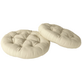 Outdoor Seat Cushions Set of 2 Tufted Round Chair Pads Beige