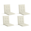 Set of 4 Garden Chair Cushions, Outdoor Seat Pads White