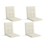 Set of 4 Garden Chair Cushions, Outdoor Seat Pads White