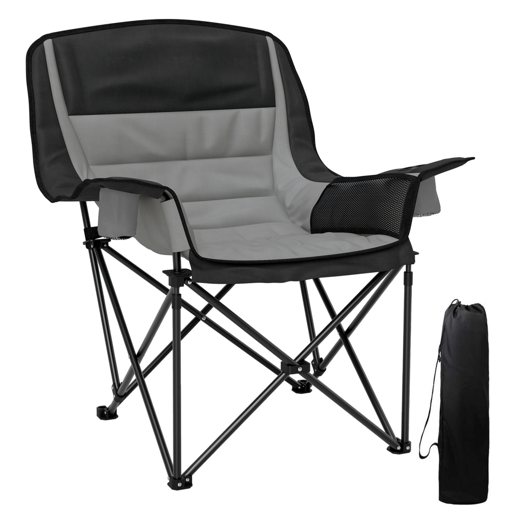 Camping Chair for Adults, Padded Folding Chair Grey