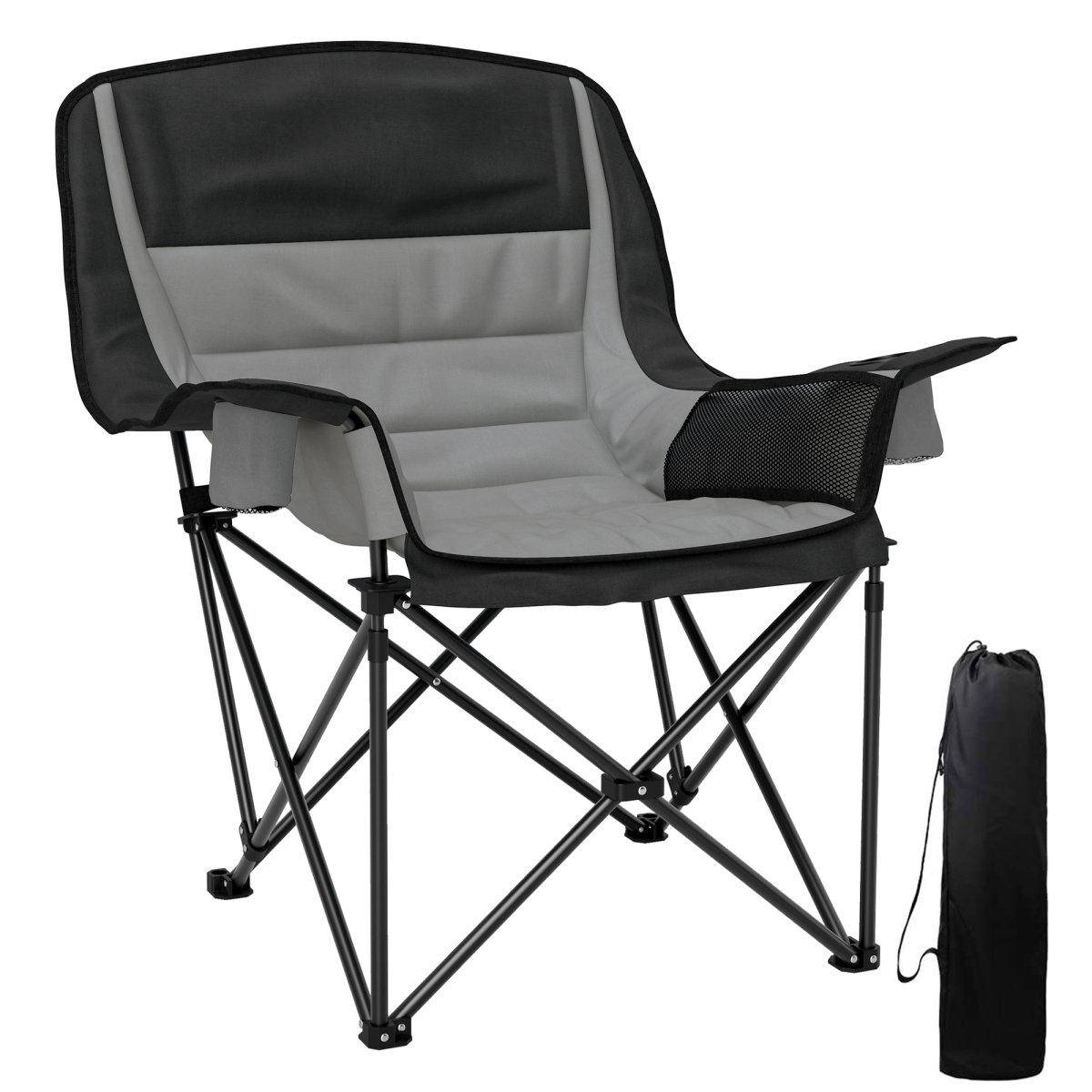 Camping Chair for Adults, Padded Folding Chair Grey