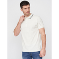 Pique Polo Shirt - Off White with Contrast Tipping S