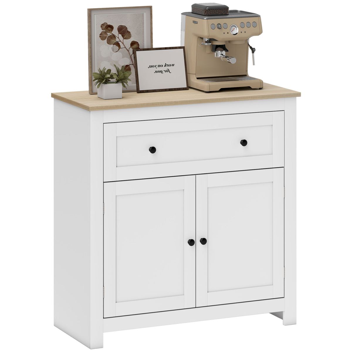 Sideboard Storage Cabinet with Adjustable Shelf, Drawer, Grey
