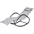 Patio Rocking Lounge Chair Zero Gravity Chaise w/ Padded Pillow Grey