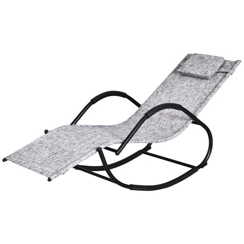 Patio Rocking Lounge Chair Zero Gravity Chaise w/ Padded Pillow