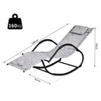 Patio Rocking Lounge Chair Zero Gravity Chaise w/ Padded Pillow
