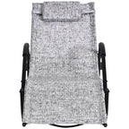Patio Rocking Lounge Chair Zero Gravity Chaise w/ Padded Pillow