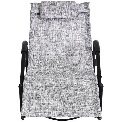 Patio Rocking Lounge Chair Zero Gravity Chaise w/ Padded Pillow