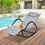 Patio Rocking Lounge Chair Zero Gravity Chaise w/ Padded Pillow