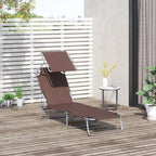 Reclining Chair Folding Lounger Seat Sun Shade Awning Beach Garden Brown