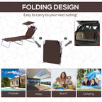 Reclining Chair Folding Lounger Seat Sun Shade Awning Beach Garden