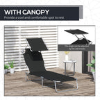 Reclining Chair Folding Lounger Seat Sun Shade Awning Beach Garden