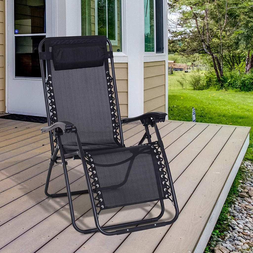 Zero Gravity Chair Adjustable Patio Lounge Chair Recling Seat Black