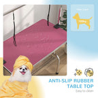 Metal Adjustable Dog Grooming Table Rubber Top 2 Safety Slings Mesh