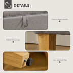 16L Linen Storage Ottoman Padded Footstool with Rubberwood Legs, Light Grey