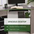 L-Shaped Corner Computer Desk with 2 Shelves, Wide Worktop, Keyboard Tray, Drawer and CPU Stand, Home Office Study Bedroom Furniture, Grey