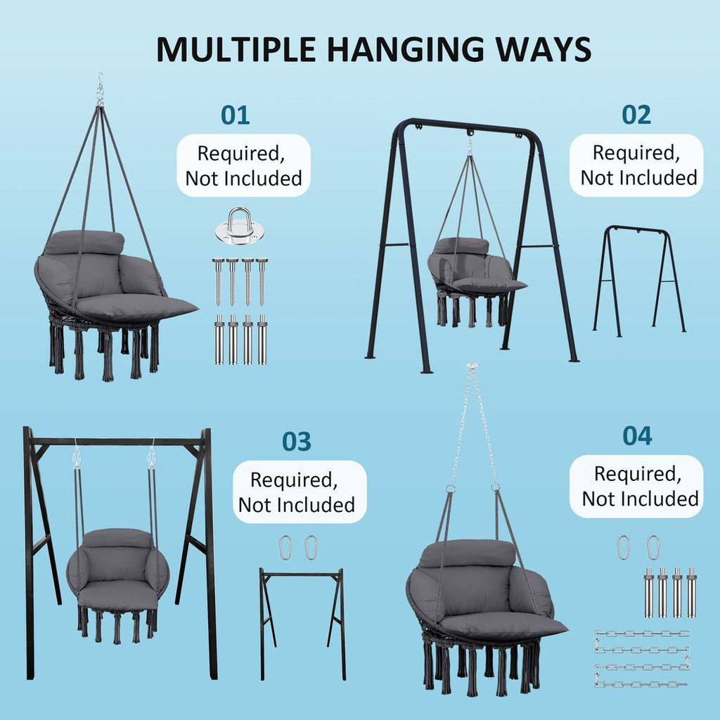 Hammock Chair, Boho Hanging Swing Chair with Cushion