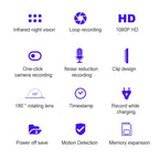 B18 Back Clip Design 1080P HD Camera Recording Pen, Support Motion Detection / Infrared Night Vision /180 Degrees Rotation Camera / TF Card