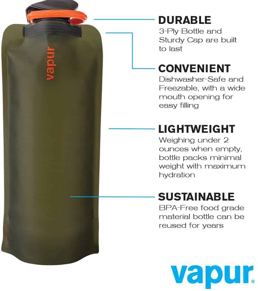 Vapur Wide Mouth 1.0L Folding Water Bottle (Various Colours)