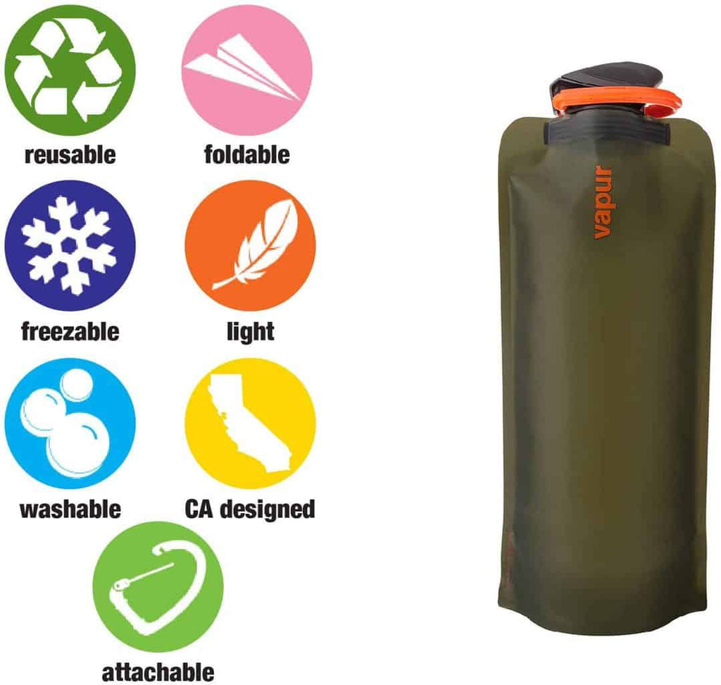 Vapur Wide Mouth 1.0L Folding Water Bottle (Various Colours)