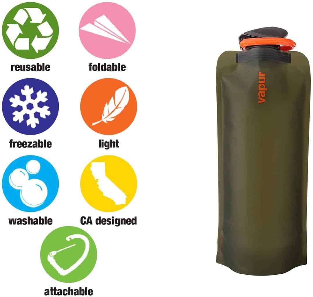 Vapur Wide Mouth 1.0L Folding Water Bottle (Various Colours)