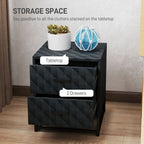 Bedside Table Set of 2, Nightstand with 2 Drawers, Steel Legs