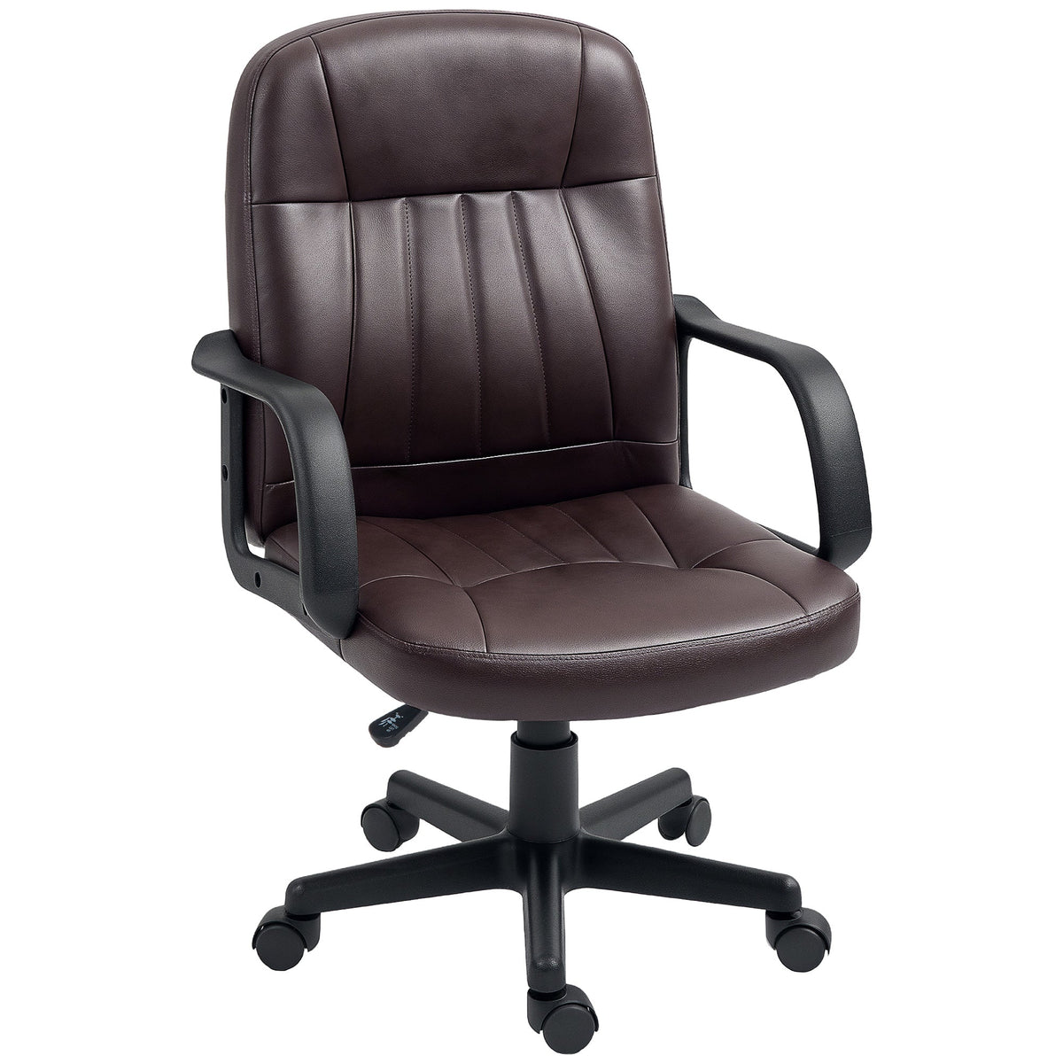 PU Leather Office Chair Swivel Home Computer Desk Chair, Dark Brown