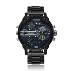 Wrist Watch – Stainless Steel (Black) Black Steel Band Blue Window WA0024F
