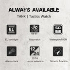 TANK North Edge Men Fashion Professional Military Army Outdoor Sport Waterproof Running Swimming Smart Digital Watch, TANK North Edge
