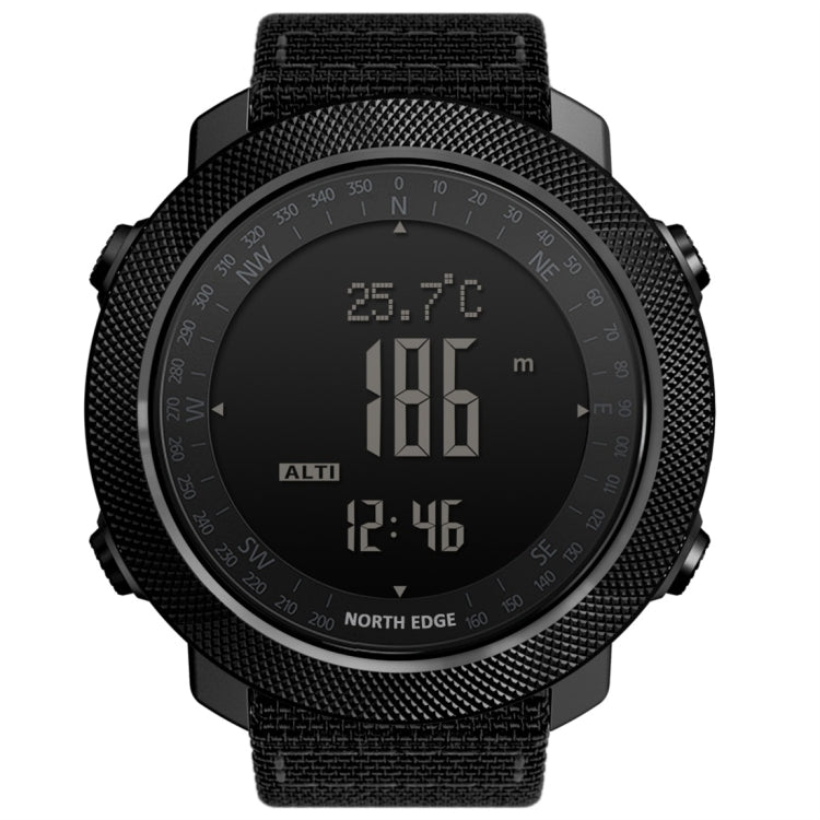 NORTH EDGE Multi-function Waterproof Outdoor Sports Electronic Smart Watch, Support Humidity Measurement / Weather Forecast / Speed Measurement, Style: Nylon Strap, Nylon Strap Nylon Strap Black