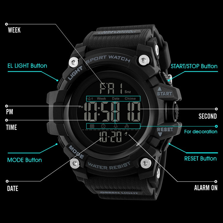 Digital Watch – 1384 Multifunctional Men Outdoor Fashion Noctilucent Waterproof LED...
