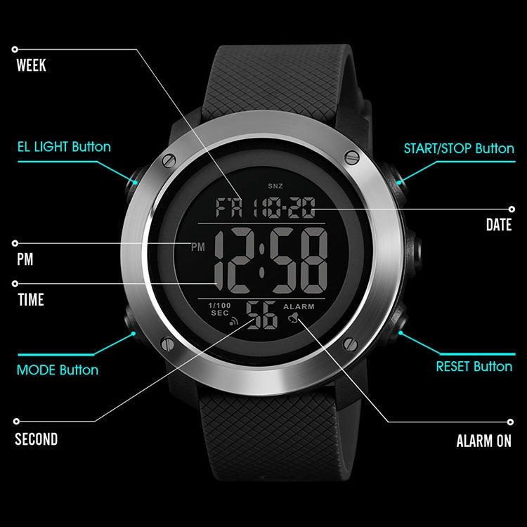 Digital Watch – 1426 Multifunctional Outdoor Fashion Noctilucent Waterproof Black...