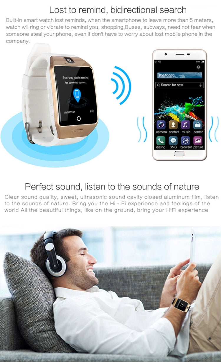 Q18S 1.54 inch IPS Screen MTK6260A Bluetooth 3.0 Smart Watch Phone, Pedometer / Sedentary Reminder / Sleeping Monitor / Anti-Loss / Remote Camera / GSM / 0.3M Camera, WA3241BJ, WA3241BS, WA3241H, WA3241WJ, WA3241WS