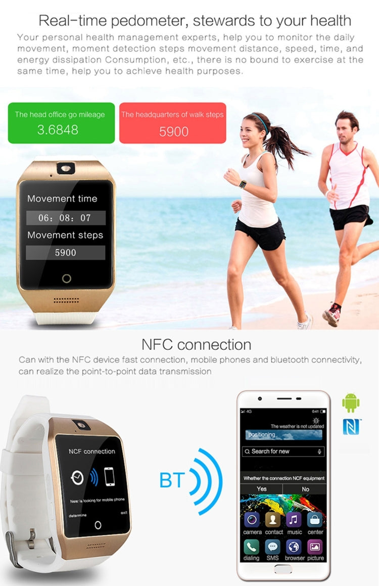 Q18S 1.54 inch IPS Screen MTK6260A Bluetooth 3.0 Smart Watch Phone, Pedometer / Sedentary Reminder / Sleeping Monitor / Anti-Loss / Remote Camera / GSM / 0.3M Camera, WA3241BJ, WA3241BS, WA3241H, WA3241WJ, WA3241WS